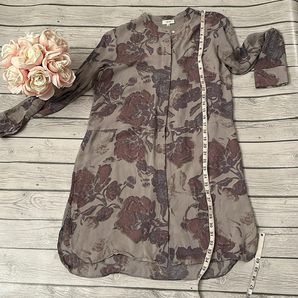 Wilfred (Aritzia) Light Grey Bossut Floral Silk Dress Size Small - Picture 6 of 9